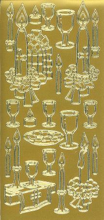 Konturensticker gold, Kelche und Kerzen